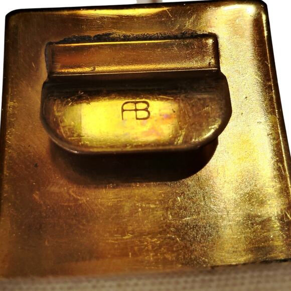 Vintage Military White Web Belt – 33", Brass Buckle 2.75" x 2", FB Stamped - Picture 4 of 6